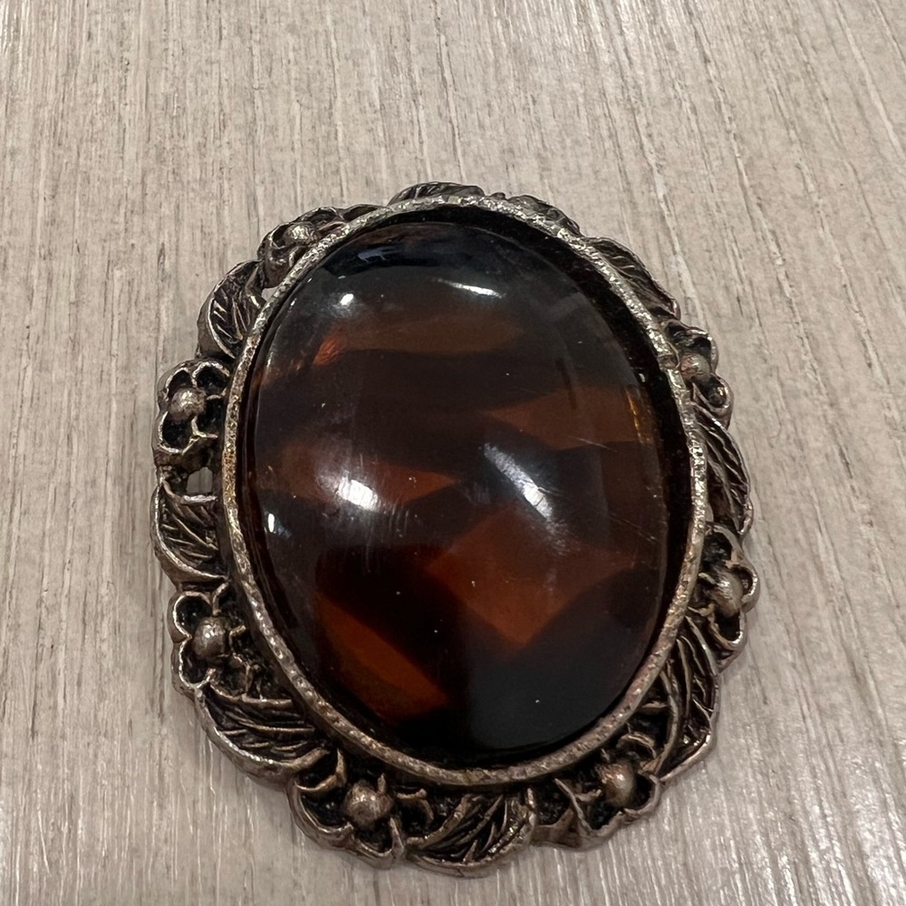 Vintage Large Amber Brooch 1950s